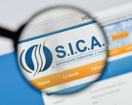 Milan, Italy - August 20, 2018: Sica SAS website homepage. Sica SAS logo visible.のeditorial素材