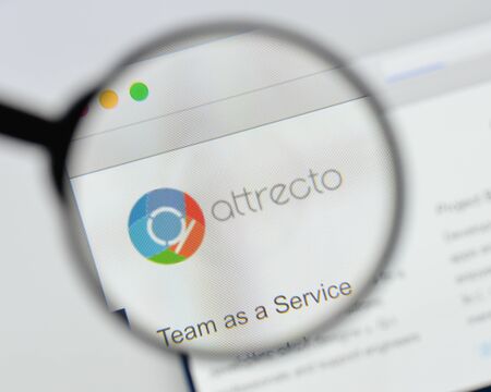 Milan, Italy - August 20, 2018: Attrecto website homepage. Attrecto logo visible.のeditorial素材