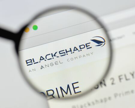 Milan, Italy - August 20, 2018: BLACKSHAPE AIRCRAFT website homepage. BLACKSHAPE AIRCRAFT logo visible.のeditorial素材