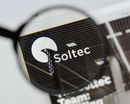 Milan, Italy - August 20, 2018: Soltec website homepage. Soltec logo visible.のeditorial素材