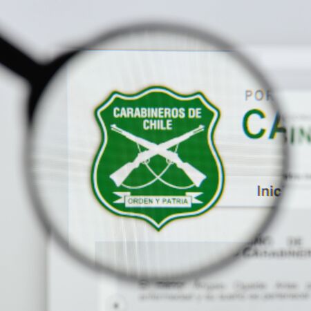 Milan, Italy - August 20, 2018: Carabineros de Chile website homepage. Carabineros de Chile logo visible.のeditorial素材