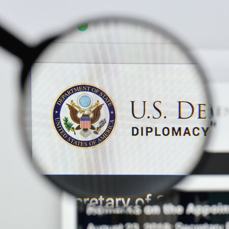 Milan, Italy - August 20, 2018: Department of State website homepage. Department of State logo visible.のeditorial素材