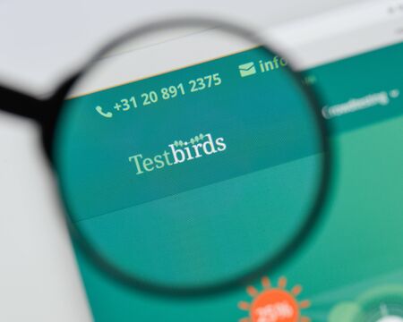 Milan, Italy - August 20, 2018: Testbirds website homepage. Testbirds logo visible.のeditorial素材