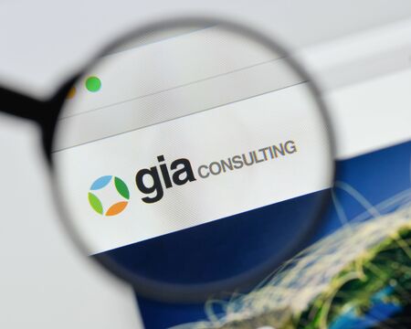 Milan, Italy - August 20, 2018: G.I.A. Consulting website homepage. G.I.A. Consulting logo visible.のeditorial素材