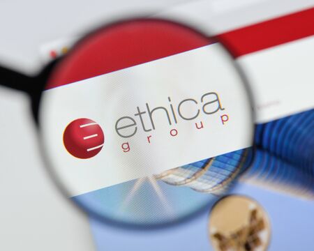 Milan, Italy - August 20, 2018: Ethica Corporate Finance website homepage. Ethica Corporate Finance logo visible.のeditorial素材