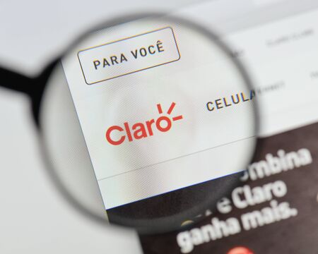 Milan, Italy - August 20, 2018: Claro Argentina website homepage. Claro Argentina logo visible.のeditorial素材