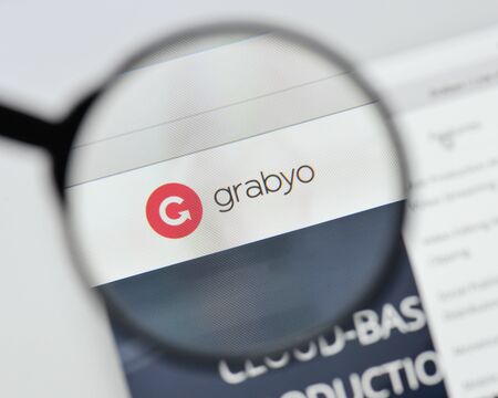 Milan, Italy - August 20, 2018: Grabyo website homepage. Grabyo logo visible.のeditorial素材