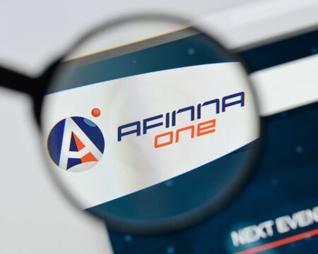 Milan, Italy - August 20, 2018: Afinna One website homepage. Afinna One logo visible.のeditorial素材