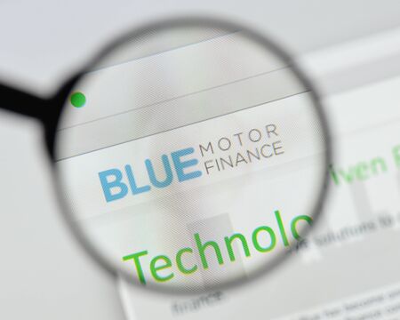 Milan, Italy - August 20, 2018: Blue Motor Finance website homepage. Blue Motor Finance logo visible.のeditorial素材