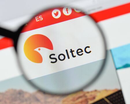 Milan, Italy - August 20, 2018: Soltec website homepage. Soltec logo visible.のeditorial素材