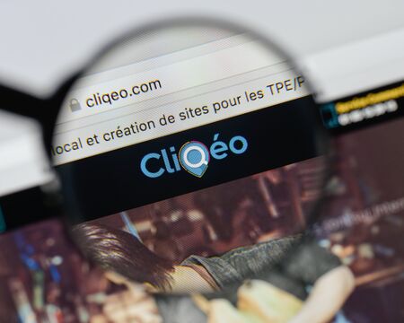 Milan, Italy - August 20, 2018: CliQeo website homepage. CliQeo logo visible.のeditorial素材