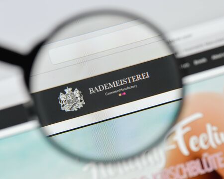 Milan, Italy - August 20, 2018: Bademeisterei Kosmetikmanufaktur website homepage. Bademeisterei Kosmetikmanufaktur logo visible.のeditorial素材
