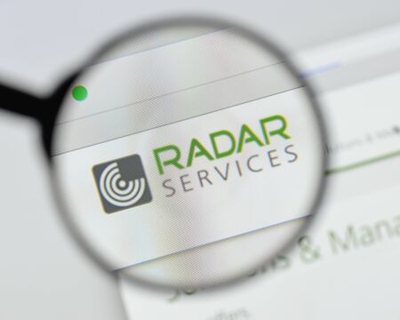 Milan, Italy - August 20, 2018: Radar Services Smart IT-Security website homepage. Radar Services Smart IT-Security logo visible.のeditorial素材