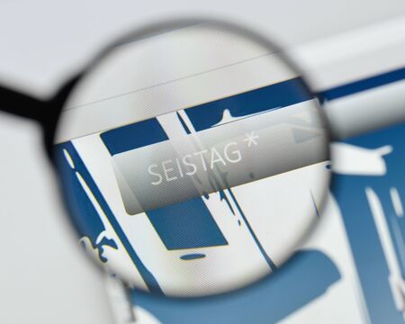 Milan, Italy - August 20, 2018: Seistag InnovacioÌn website homepage. Seistag InnovacioÌn logo visible.のeditorial素材