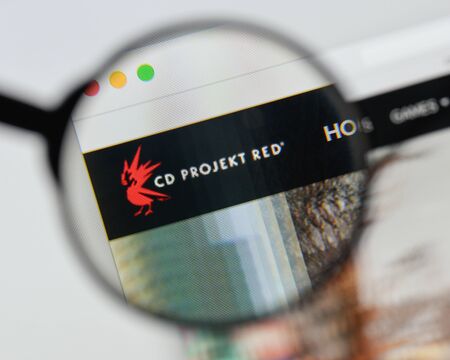 Milan, Italy - August 20, 2018: CD PROJEKT website homepage. CD PROJEKT logo visible.のeditorial素材
