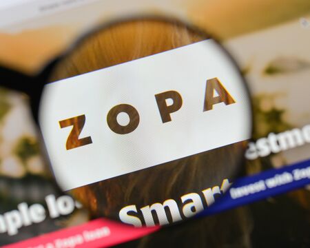 Milan, Italy - August 20, 2018: Zopa website homepage. Zopa logo visible.のeditorial素材