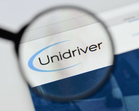 Milan, Italy - August 20, 2018: Unidriver website homepage. Unidriver logo visible.のeditorial素材