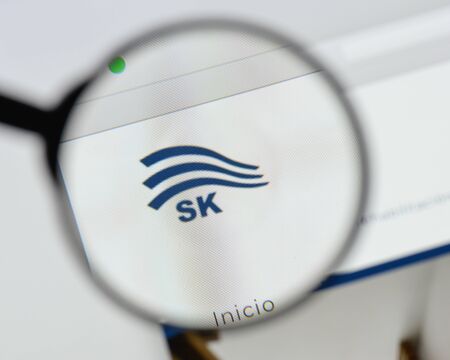 Milan, Italy - August 20, 2018: SK Servicios website homepage. SK Servicios logo visible.のeditorial素材