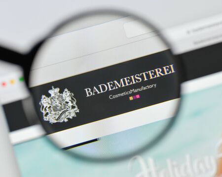 Milan, Italy - August 20, 2018: Bademeisterei Kosmetikmanufaktur website homepage. Bademeisterei Kosmetikmanufaktur logo visible.のeditorial素材