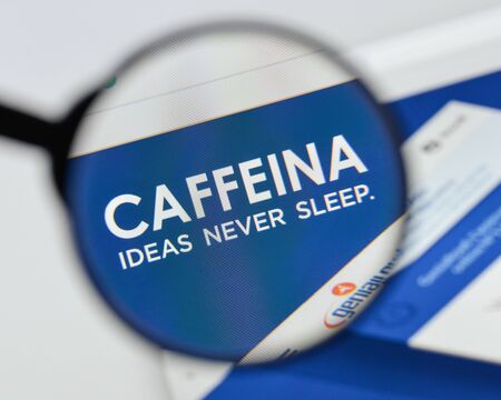 Milan, Italy - August 20, 2018: Caffeina website homepage. Caffeina logo visible.のeditorial素材