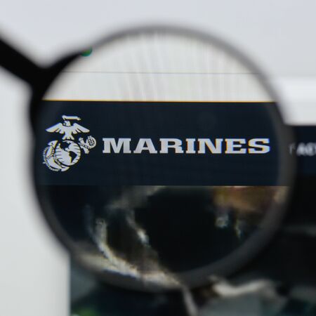 Milan, Italy - August 20, 2018: U.S. Marines website homepage. U.S. Marines logo visible.のeditorial素材