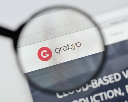Milan, Italy - August 20, 2018: Grabyo website homepage. Grabyo logo visible.のeditorial素材