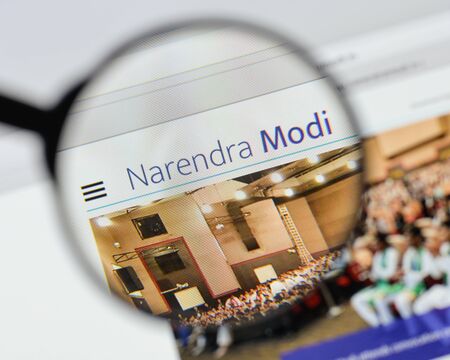 Milan, Italy - August 20, 2018: Modi website homepage. Modi logo visible.のeditorial素材