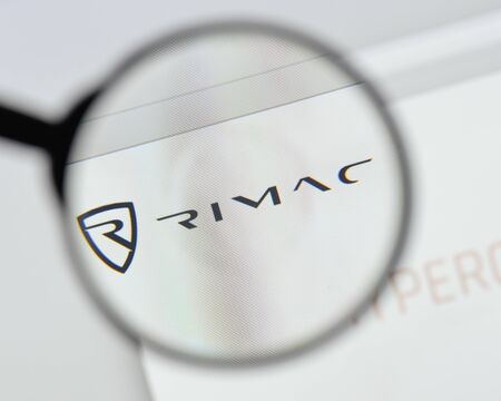 Milan, Italy - August 20, 2018: Rimac Automobili website homepage. Rimac Automobili logo visible.のeditorial素材