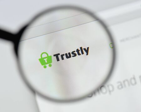 Milan, Italy - August 20, 2018: Trustly website homepage. Trustly logo visible.のeditorial素材