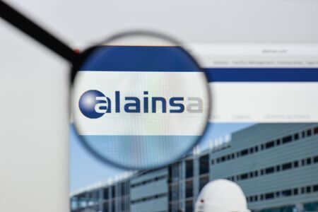 Milan, Italy - August 20, 2018: Alainsa website homepage. Alainsa logo visible.のeditorial素材