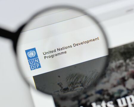 Milan, Italy - August 20, 2018: UNDP website homepage. UNDP logo visible.のeditorial素材