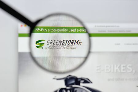 Milan, Italy - August 20, 2018: Greenstorm mobility website homepage. Greenstorm mobility logo visible.のeditorial素材