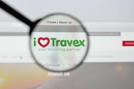 Milan, Italy - August 20, 2018: iTravex website homepage. iTravex logo visible.のeditorial素材