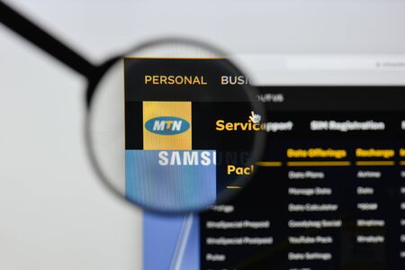 Milan, Italy - August 20, 2018: MTN website homepage. MTN logo visible.のeditorial素材