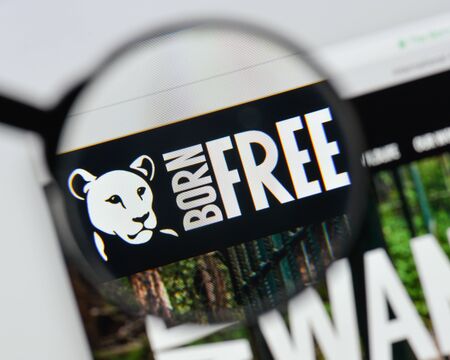 Milan, Italy - August 20, 2018: Born Free Foundation website homepage. Born Free Foundation logo visible.のeditorial素材