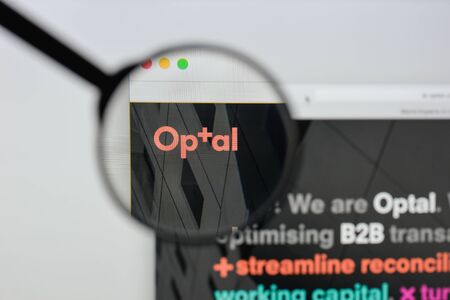 Milan, Italy - August 20, 2018: Optal website homepage. Optal logo visible.のeditorial素材