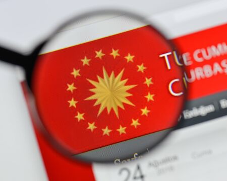 Milan, Italy - August 20, 2018: T.C. Cumhurba kanloÌ website homepage. T.C. Cumhurba kanloÌ logo visible.のeditorial素材