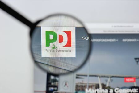Milan, Italy - August 20, 2018: Partito democratico website homepage. Partito democratico logo visible.のeditorial素材