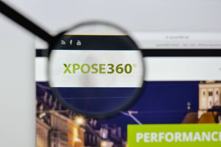 Milan, Italy - August 20, 2018: Xpose360 website homepage. Xpose360 logo visible.のeditorial素材