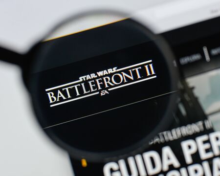 Milan, Italy - August 20, 2018: Star Wars Battlefront II website homepage. Star Wars Battlefront II logo visible.のeditorial素材