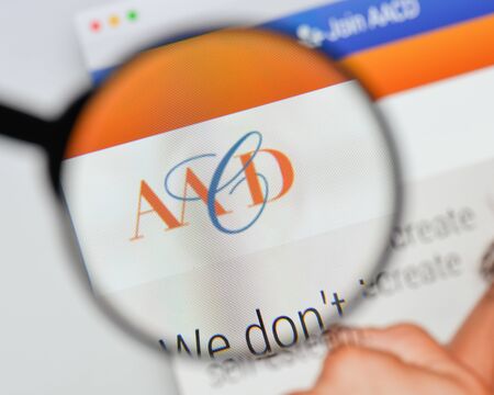 Milan, Italy - August 20, 2018: AACD website homepage. AACD logo visible.のeditorial素材