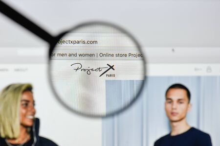 Milan, Italy - August 20, 2018: Project X Paris website homepage. Project X Paris logo visible.のeditorial素材