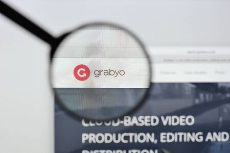 Milan, Italy - August 20, 2018: Grabyo website homepage. Grabyo logo visible.のeditorial素材
