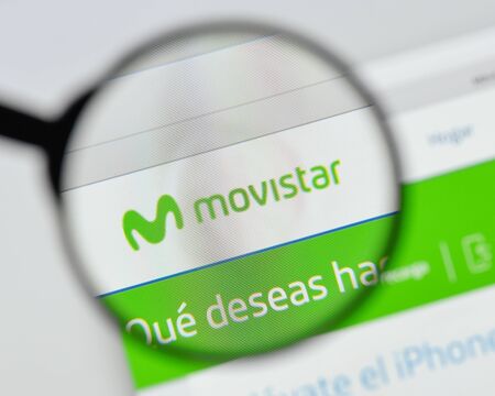 Milan, Italy - August 20, 2018: Movistar website homepage. Movistar logo visible.のeditorial素材