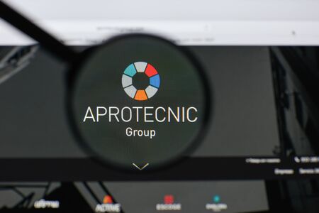Milan, Italy - August 20, 2018: Aprotecnic website homepage. Aprotecnic logo visible.のeditorial素材