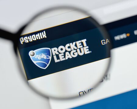 Milan, Italy - August 20, 2018: Rocket League website homepage. Rocket League logo visible.のeditorial素材