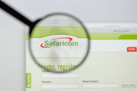 Milan, Italy - August 20, 2018: Safaricom website homepage. Safaricom logo visible.のeditorial素材