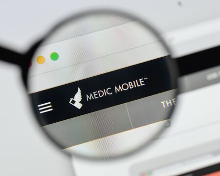 Milan, Italy - August 20, 2018: Medic Mobile website homepage. Medic Mobile logo visible.のeditorial素材