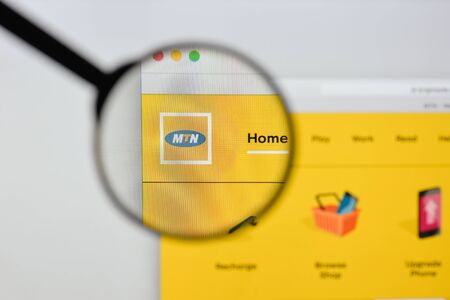 Milan, Italy - August 20, 2018: MTN website homepage. MTN logo visible.のeditorial素材