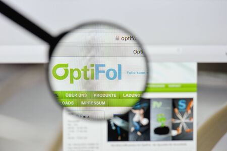 Milan, Italy - August 20, 2018: OptiFol website homepage. OptiFol logo visible.のeditorial素材